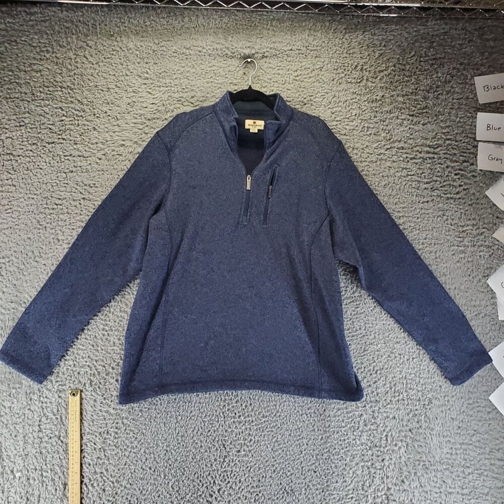 Woolrich Sweater Mens XXL Blue Quarter-Zip Polyester Pullover